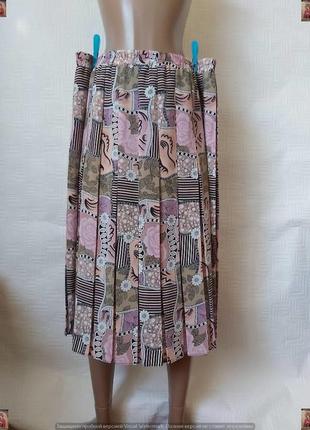 Новая мега красивая юбка миди плиссе в нежном принте цветов, размер 3-4хл