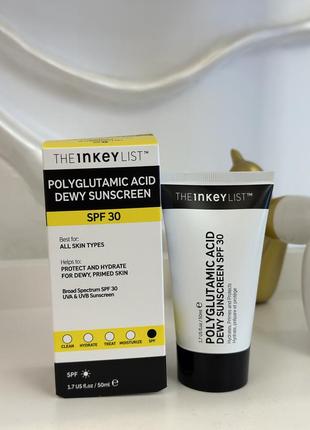 Зволожуючий сонцезахисний крем the inkey list polyglutamic acid dewy sunscreen spf30