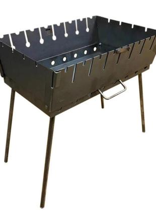 Мангал-валіза металевий розбірний для пікніка з ручкою на 8 шампурів сталь 2 мм турист