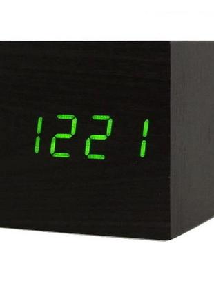 Настільний електронний світлодіодний годинник куб 65х65мм календар, температура, будильник vst-869 (червоне світло)