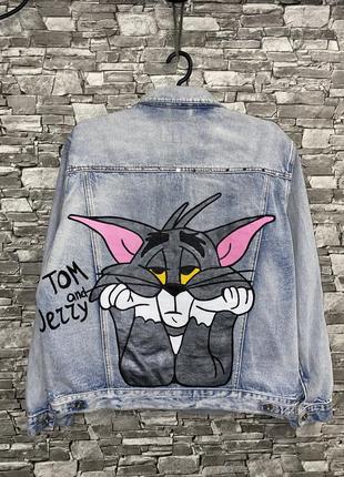 Джинсовая куртка, джинсовая курточка, джинсовка, джинсовая куртка с рисунком3 фото
