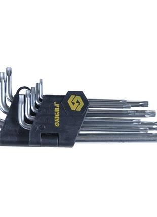 Ключі torx 9 шт t10-t50 мм crv (довгі з отвором) sigma (4022231)
