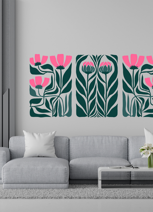 Вінілова інтер'єрна наклейка кольорова декор на стіну, шпалери та інші поверхні "орнамент квіти"