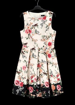Новое пышное хлопковое платье "f&f" с цветочным принтом, uk14/eur42.