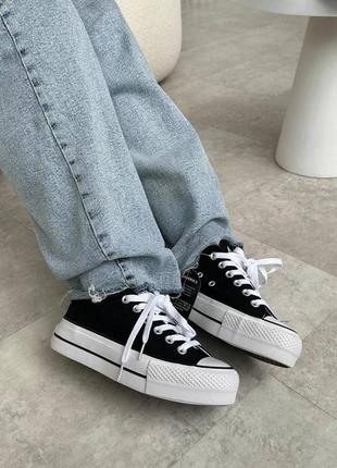 Кеди converse all star platform black white платформа