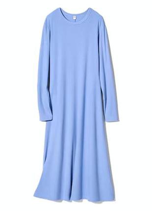 Платье-клеш с длинными рукавами в рубчик uniqlo