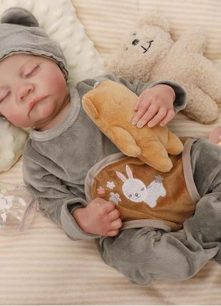 Reborn baby дівчинка, реалістична лялька, реборн вініл + набір одягу + пляшечка + пустушка, без тканини, можна купати!