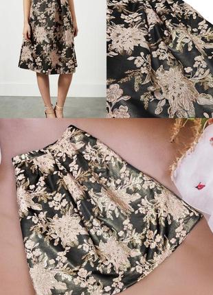 Шикарная нарядная юбка из парчи с карманами miss selfridge цветы этикетка