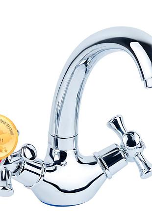 Смеситель pl 1/2" для кухни гусак короткий ухо на гайке aquatica pl-4b355c (9777100)