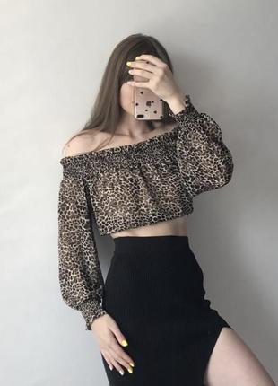 Леопардовий топ блуза від boohoo