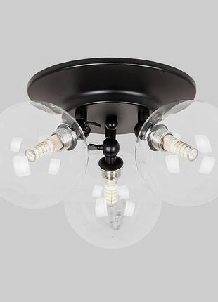 Чорна стельова люстра з прозорими кулями на 3 лампи (61-x1203f-3 bk+cl 200)