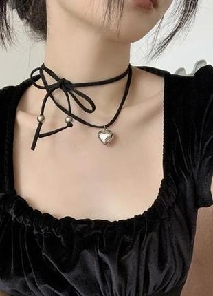Чокер шнурок с сердцем в стиле y2k