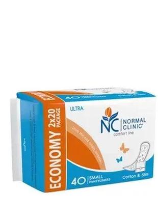 Ежедневные гигигиенические прокладки normal clinic comfort ultra cotton&slim в индивидуальной упаковке, 40 шт