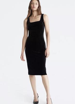 Велюрова сукня calvin klein velvet square neck midi tank dress