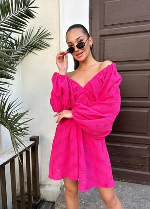 Воздушное платье, р.42-46, муслин, малина