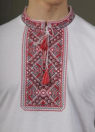 Чоловіча футболка-вишиванка "традиція", тканина трикотаж, р. s.m.l.xl.2xl.3xl біла