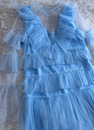 Нежное голубое платье shein из органзы