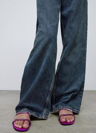 Атласні шльопанці фіолетові що оранці з камінням босоніжки сандалі зі стразами zara шлёпанцы с лямками из страз шлепки мюли босоножки с камнями