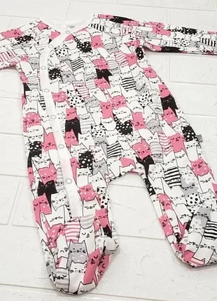 Чоловічок з закритими ніжками для дівчинки, р.68, котики mario kids 20в12-08-104 фото