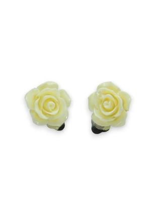 Кліпси сережки дитячі для вух без пробивання вуха liresmina jewelry сережки у вигляді квітки троянда бежева