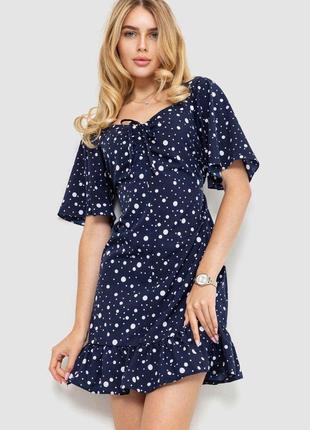 Жіноча сукня у горох сезон весна-літо колір темно-синій розмір s fg_00894