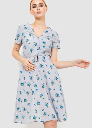 Жіноча сукня з принтом сезон весна-літо колір сіро-синій розмір s fg_00896