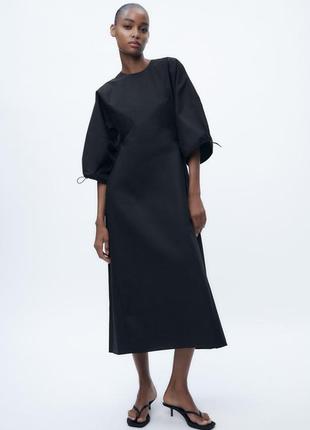 Нова чорна літня міді сукня zara, стиль cos, xs
