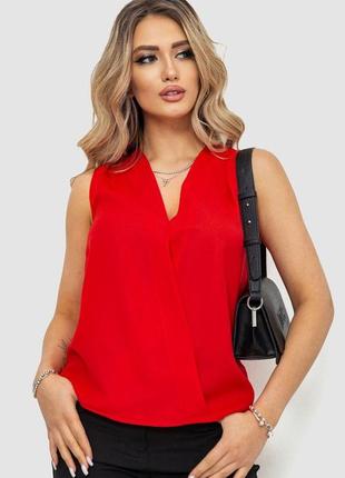 Блуза без рукавов шифон, цвет красный, размер xs fa_009391