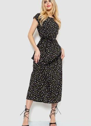 Женское платье с цветочным принтом сезон демисезон цвет черный размер s fg_01414