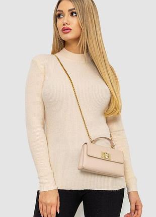 Кофта жіноча однотонна базова, колір світло-бежевий, розмір s-m fa_008926