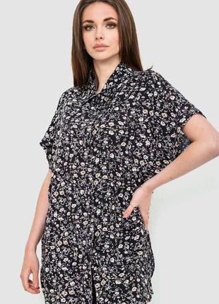 Рубашка женская штапель, цвет черно-бежевый,  размер l-xl fa_010099