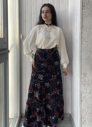 Роскошная длинная макси юбка шелковая люкс бренд cacharel натуральный шелк (cacharel)