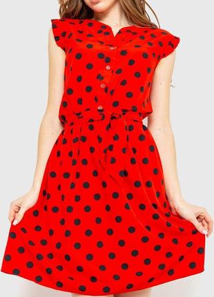 Жіноча сукня у горох сезон весна-літо колір червоний розмір l fg_00259