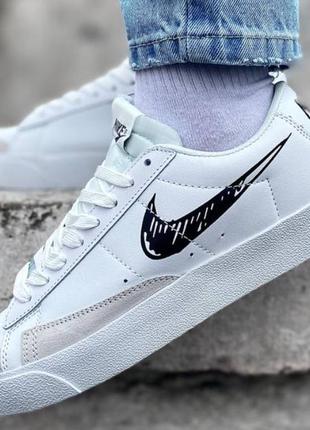 Кросівки nike blazer low sketch black white білі жіночі кросівки кеди найк шкіряні 41 розмір