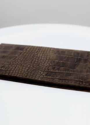 Мужской темно-коричневый кожаный портмоне, кошелек из натуральной кожи crazy horse на кнопках