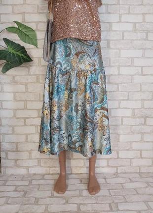 Новая нарядная юбка миди в красочный орнамент со 100 % шелка, размер хл