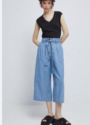 Кюлоти широкі джинси  блакитні ліоцел