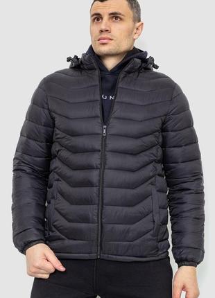 Чоловіча куртка однотонна сезон демісезон колір чорний розмір xl fg_01383