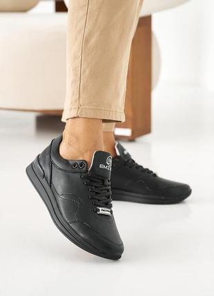 Жіночі кросівки шкіряні весняно-осінні чорні розмір 39 fv_002714