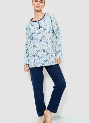 Піжама жіноча утеплена, колір синьо-блакитний, розмір l fa_008590