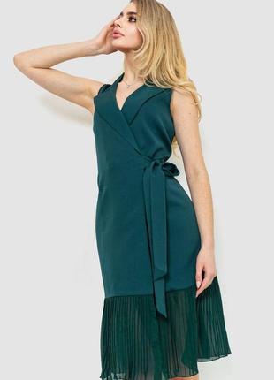 Плаття ошатне однотонне, колір зелений, розмір s fa_008890