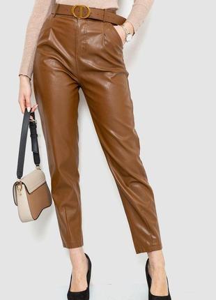 Штани жіночі з екошкіри, колір коричневий, розмір m fa_008986