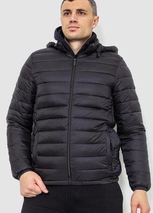 Чоловіча куртка однотонна сезон демісезон колір чорний розмір xxl fg_01386