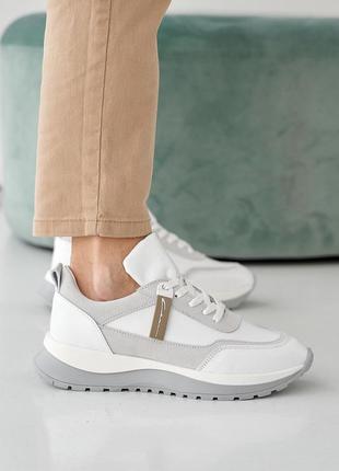 Жіночі кросівки шкіряні весняно-осінні білі розмір 39 fv_003052