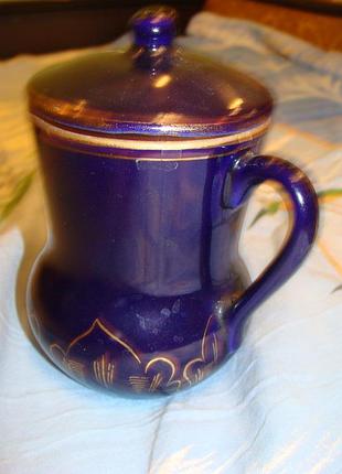 Винтажный молочник-соусник фарфоровый ссср кобальт,позолота,в хо