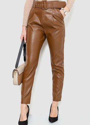 Штани жіночі з екошкіри, колір коричневий, 186r6691