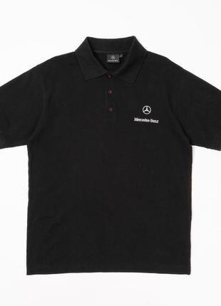 Mercedes-benz cotton polo black мужская футболка поло