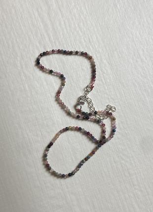 Ожерелье трендовое бусы колье из натуральных драгоценных камней