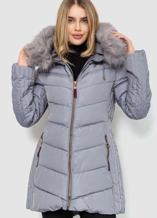 Женская куртка однотонная сезон демисезон цвет серый размер xs fg_01258