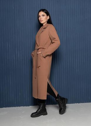 Шикарное женское брендовое длинное шерстяное демисезонное пальто торонто